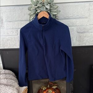 Lands' End youth quarter zip fleece pullover - Deep Blue